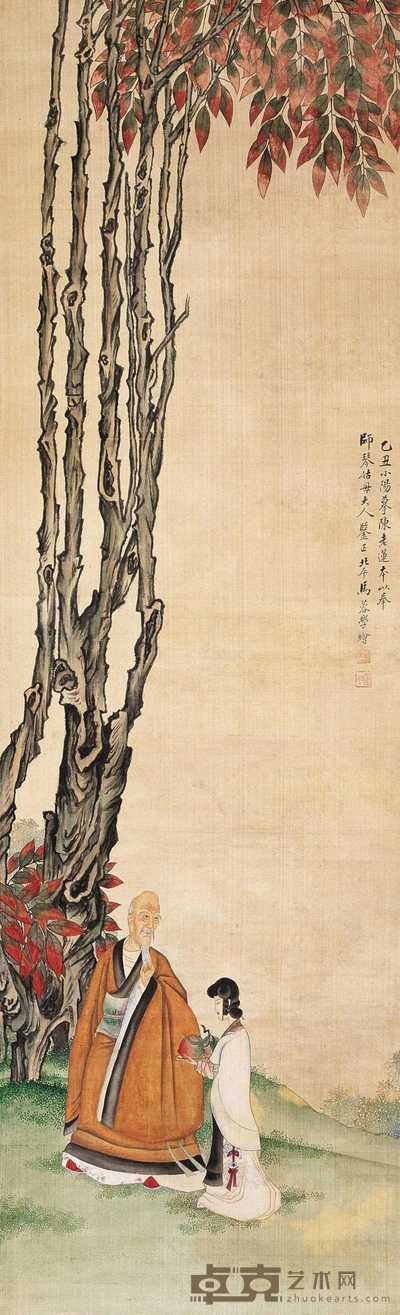 马蓉 1985年作 献寿图 立轴 111.5×33.5cm